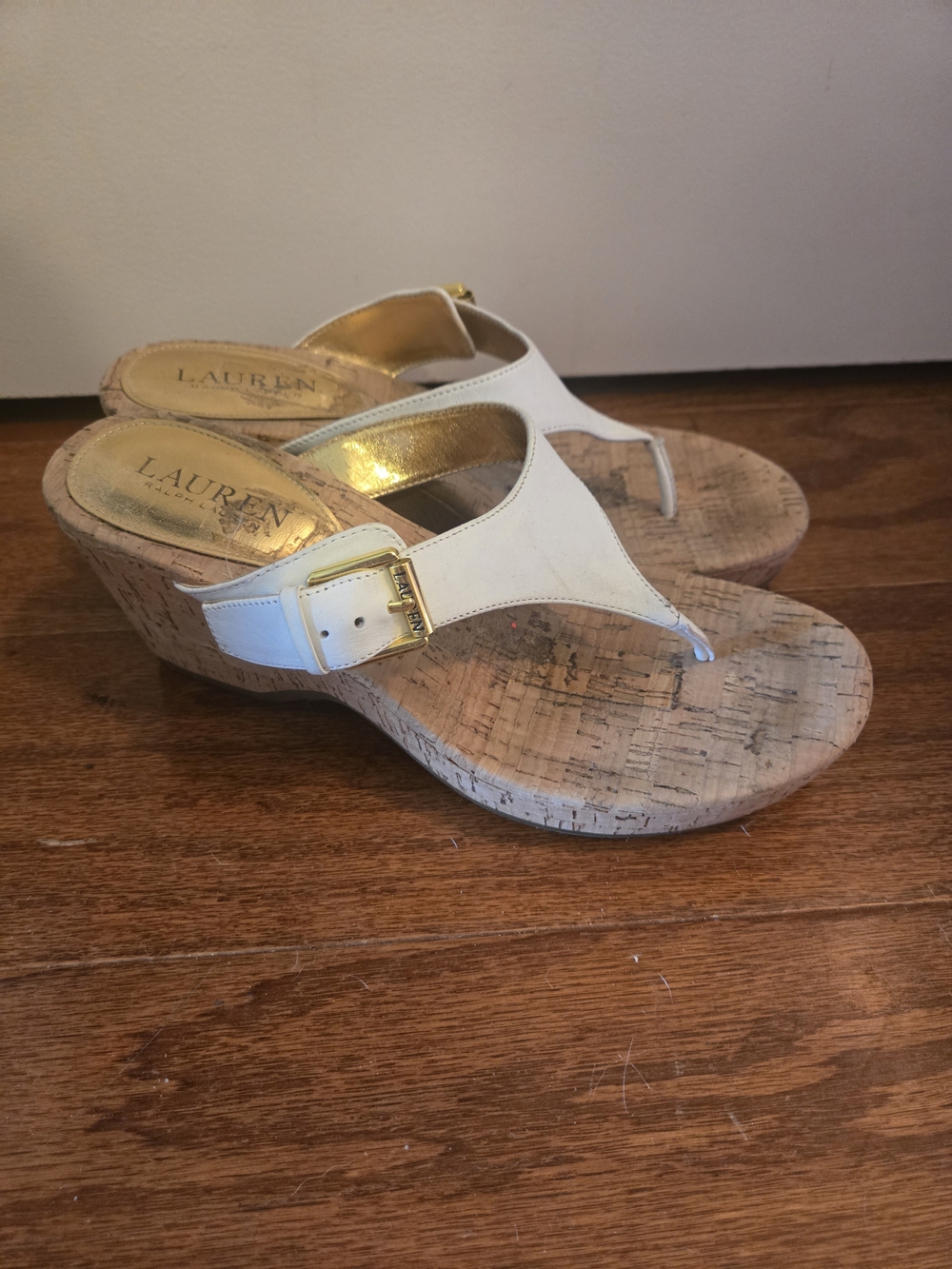 Lauren Ralph Lauren Oralee White Cork Thong Sandals
